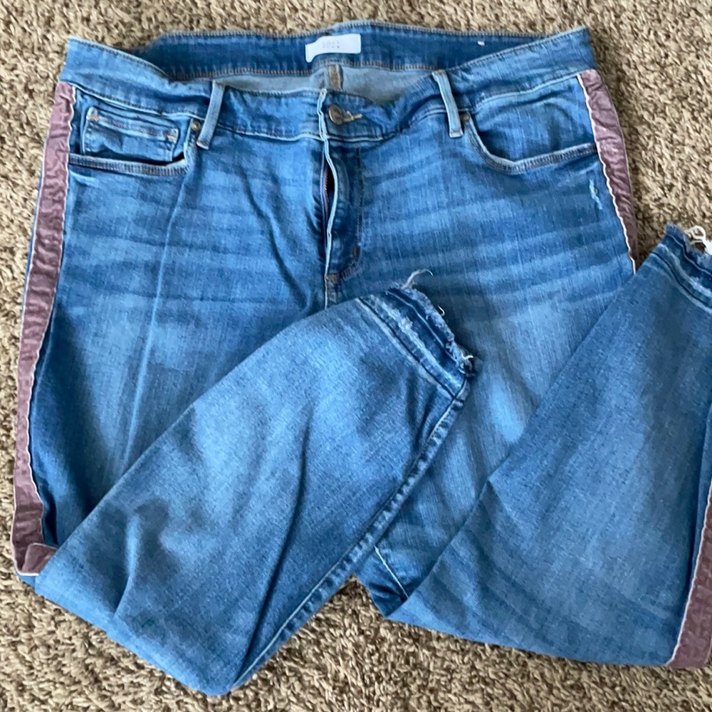 loft plus size modern skinny jean with velvet trim